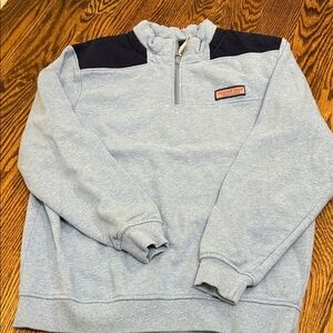 Vineyard Vines Light Blue Quarter-Zip with Navy Shoulder Panels